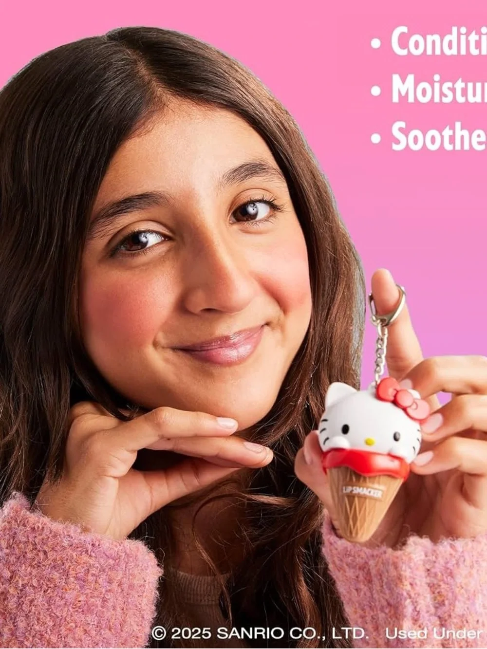 Hello Kitty Lip Balm Keychain - White & Red
